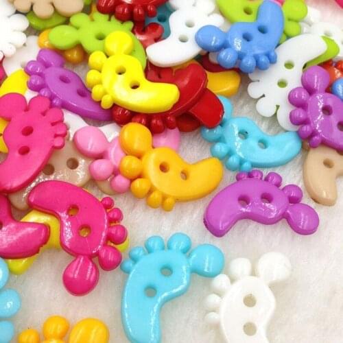 100 pcs Mix Foot Plastic Buttons 22mm Sewing Craft 2 Holes Lots PH113