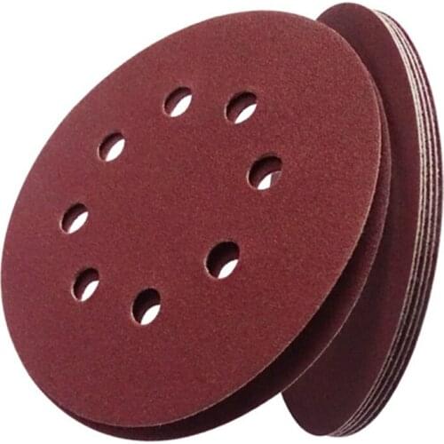100pcs 5 inch 8 Hole Round Flocking Sandpaper Self-adhesive Abrasive Sheet