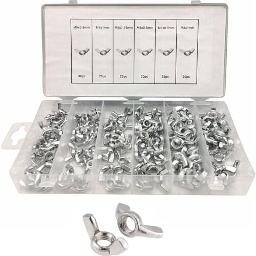 150PCS/Box Butterfly Wing Nuts M5 M6 M8 Stainless Steel Wing Nuts Zinc Plated Hand Tighten Nut DIN315