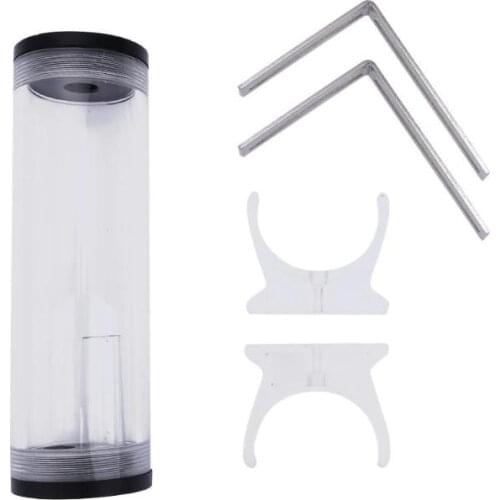 160 X 50 mm Acrylic Water Tank G1/4 Thread Cylinder Reservoir tank with L Shape Metal Buckle screws nuts for PC Water Cooling