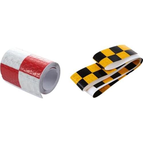 2Pcs 1M Reflective Safety Warning Conspicuity Tape Sticker, Red+White & Black+Yellow