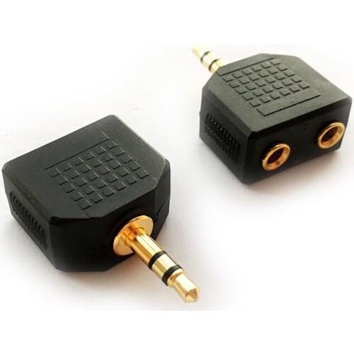 3.5mm Stereo Jack Plug to 2 x 3.5mm Female Adaptor sockets Gold Plated - PC Speaker Adapter