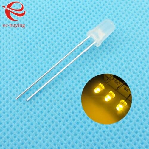 3mmYellow LED Round Light Emitting Diode Diffused Foggy Lamp Bead Plug-in DIY Kit Practice Wide Angle DIP 10 pcs /lot