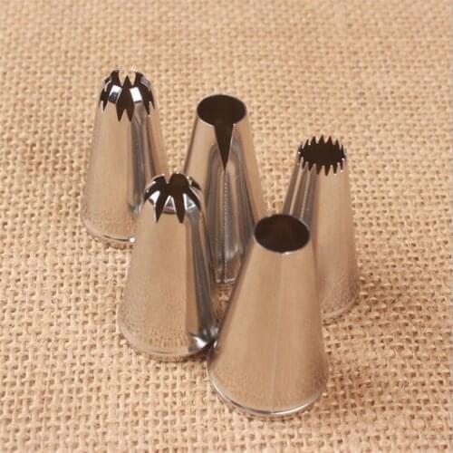 5pcs Tulip Metal Cream Nozzles Cake Decorating Tools Stainless Steel Icing Piping Nozzle Tips Cake Fondant Dessert Decor Baking