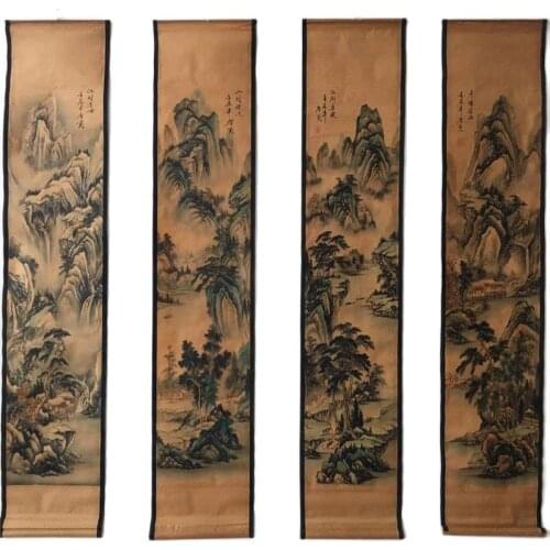 Archaize calligraphy and painting,Tang bohu landscape painting, home and office, four screen decoration and hanging painting