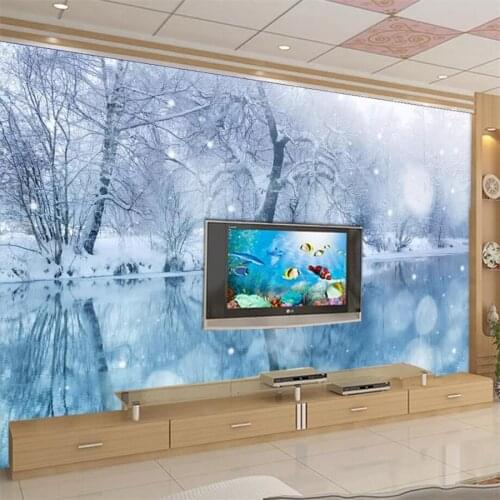 Beibehang Custom wallpaper 3d mural winter snow mountain snow forest aesthetic concept bedroom living room background wall paper