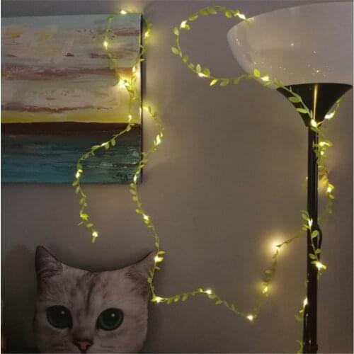 10pcs Leaf Garland Fairy String Lights 5M Leaf Twine Copper Battery Operate Led String for Wedding Holiday Party Decoration