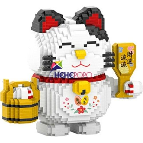 2205pcs 1020 Vat Lucky Money Smile Cat Animal Block DIY Diamond Mini Building Small Blocks Bricks Toy for Open Gift