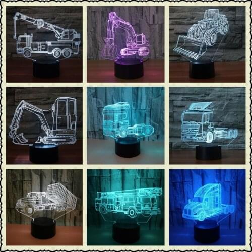 Container Car 3d Stere Table Lamp Bedroom Led Creative 3d Table Lamps For Living Room Childrens room decoration 3D night light
