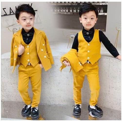 2019 Formal Spring and autumn boys blazer suits Gentlemens wedding flowers boys Tuxedo Customer 3pcs (Vest + shirt + pants)