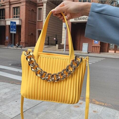 Thick Chain Small PU Leather Shoulder Crossbody Bags for Women 2021 Luxury Elegant Handbags Female Travel Totes Lady Purse