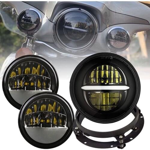 Marlaa 7 inch LED Headlight 4.5 Fog Passing Lights DOT Kit Set Ring Motorcycle Headlamp for Touring Road King