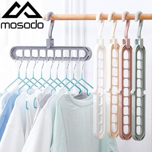 Multi functional wardrobe nine hole hanger creative rotatable windproof drying rack plastic storage 9-hole clothes rack