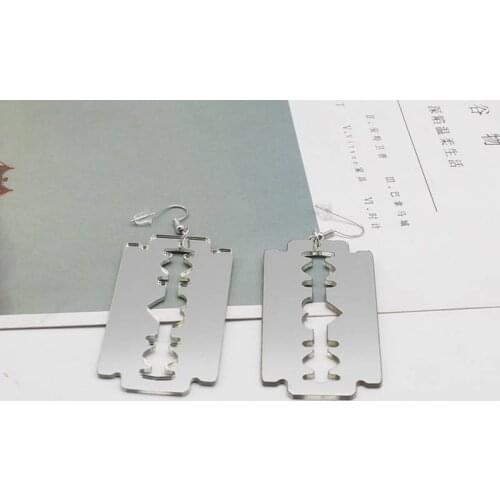 Trendy Acrylic Blade Shape Men and Women Exaggerated Earrings Razor Punk Rock Style Jewelry Accessories