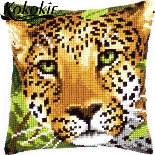 Handmade knitting needles kit for throw pillow case embroidery pillow kits animal pattern cross stitch embroidery needlework set