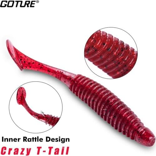 Goture 7Pcs/Lot Soft Fishing Lure Set 75mm 100mm Soft Bait Artificial Fishing Lures for Carp Trout Wobblers Crazy T Tail