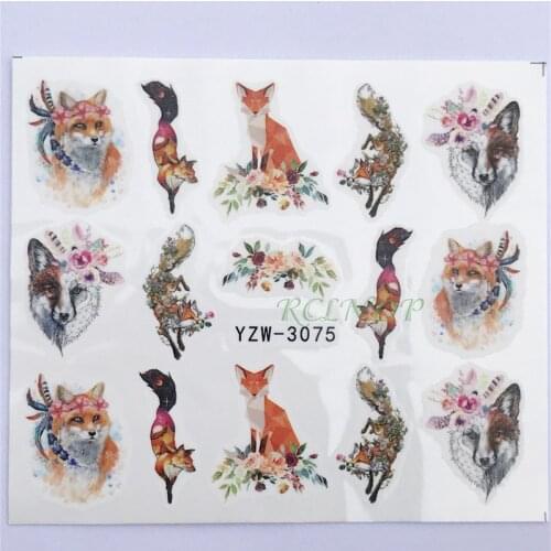 Nail sticker art decoration slider fox wolf animal adhesive design Water decal manicure lacquer accessoires polish foil