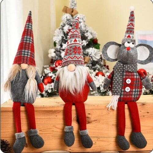 2020 new santa claus pendant red and gray series long-legged santa snowman deer doll pendant christmas tree decoration supplies