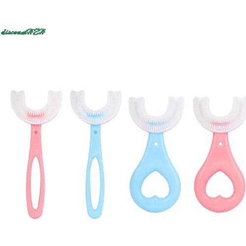 New Children Infant Toothbrush U Silicon Toothbrush Mouth-Cleaning Manual Cartoon Pattern Hand-Held Version
