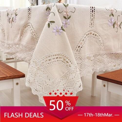 Pastoral Hot Cotton Plaid Handmade Ribbon Embroidered Tablecloth Table Cloth Coffee Table Cloth Dust Towel