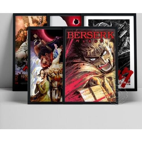 Berserk Poster, Japanese Manga Character Wall Picture, Fantasy Comic Art Prints, Kids Room Bedroom Wall Stickers, Fans Collect