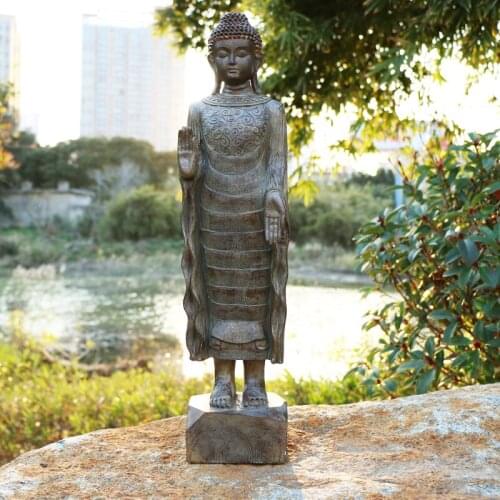 Resin Buddhism Standing Buddha Statue Outdoor Patio Lawn Garden Decoration DIY for Home Decor Plaques & Signs Seasonal Ornament
