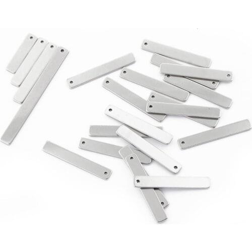 20pcs Stainless Steel Charms Silver Color Rectangle Stamping Blank Tag Pendants For Making Necklace Jewelry 4*25mm