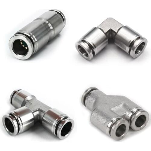 PU PV PE PY 304 Stainless Steel Metal Pneumatic Quick Coupling 4 6 8 10 12 mm High Pressure Air Pipe Quick Coupling