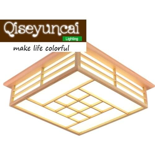 Qiseyuncai Solid wooden LED ceiling lamps sheepskin wooden ceiling lamps and Japanese tatami restaurant lighting