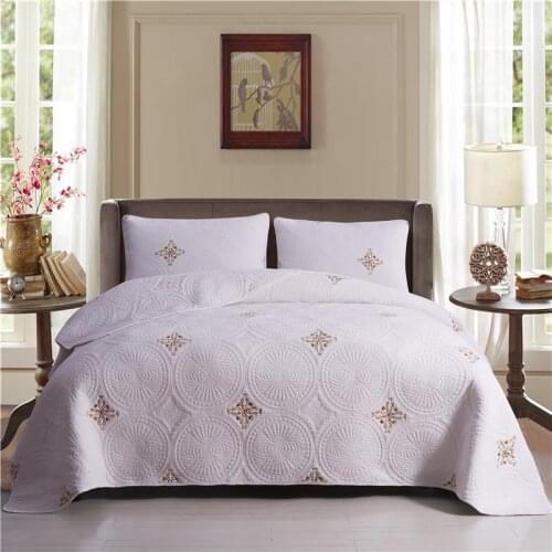 Luxury White European 100% Cotton High Quality Comfortable Embroidery Blanket Bedspread Bed Cover Bed sheet Bed Linen Pillowcase