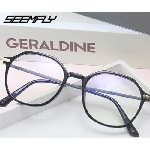 Seemfly Metal Frame Glasses Men Women Polygon Anti Blue Light Transparent Eyeglasses Computer Goggle Spectacle Unisex Eyewear