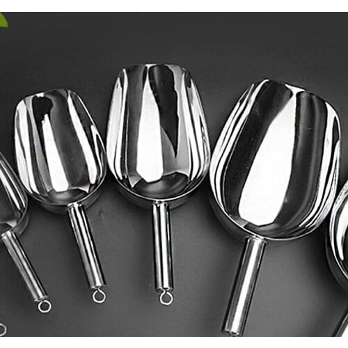 Thick Stainless Steel Round Ice Scoop 9"/10"/11" Food Ice Cream Candy Spoons Convenient Flour Ice Cube Scooper for Kitchens