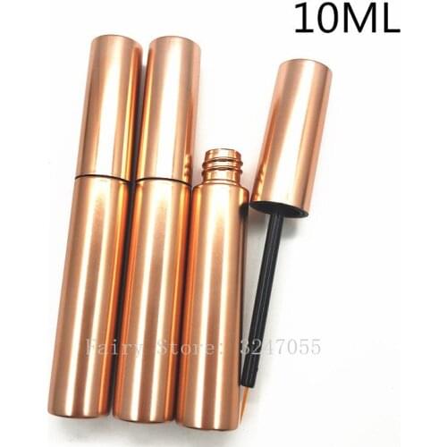 10ml Eyeliner Tube Cosmetic Empty Eyelashes Tube Mascara Eyeliner Vials Bottle Makeup Rose Gold Container with Brush Plugs