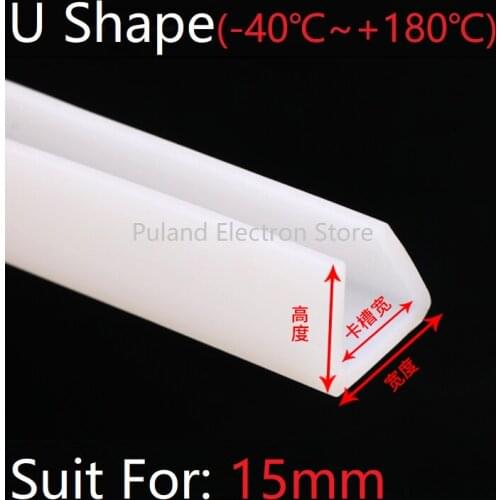 U Shape Seal Strip 15mm Channel Silicone Rubber Wrap Slid Window Car Door Shower Frameless Glass Edge Weatherstrip Soft Protect