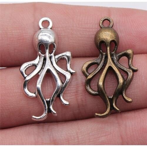 WYSIWYG 10pcs 32x17mm Pendant Octopus Octopus Charm Pendants For Jewelry Making 2 Colors Squid Pendants