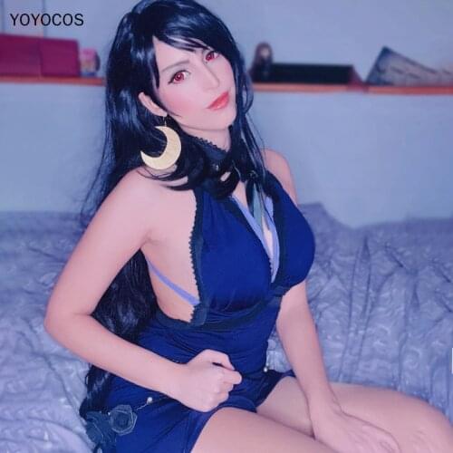 YOYOCOS Tifa Cosplay Costume Game Final Fantasy VII Remake Springy Purple Dress Sexy Party Halloween Cloister Fabric