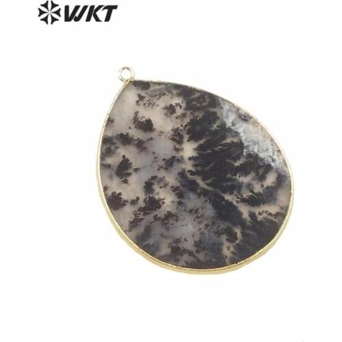 WT-P1550 New magic picture jaspers agates pendant natural thin slice beauty jaspers stone pendant water drop stone pendants
