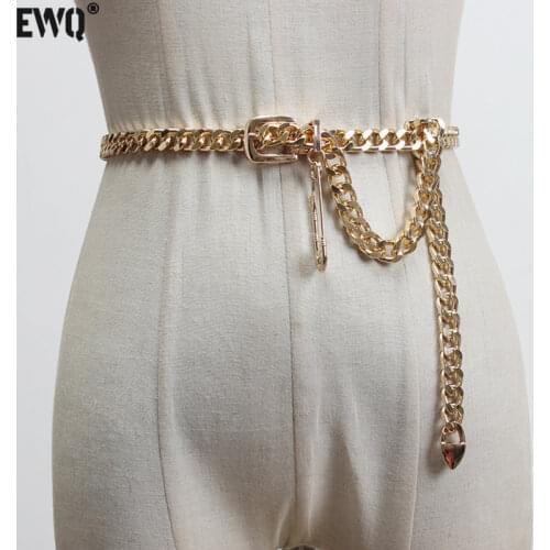 [EWQ] 2020 New Metal Pendant Waist Chain Women Casual Elegant Pin Buckle Chain Female Corset Belt Tide PF581