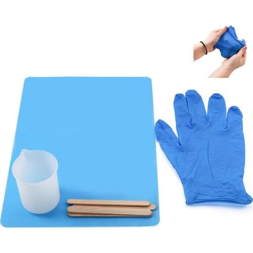 1Set Epoxy Resin Tool 5Pairs Gloves Glue Stirring Bars Silicone Mat 100ml Silicone Cup Kits For DIY Jewelry Making Accessories