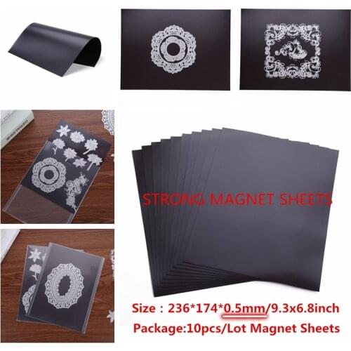 10pcs/set 236*174*0.5 mm Rubber Soft Magnet Sheets 18*24cm Cutting Dies Storage for Clear Stamps DIY Making Organizer Set