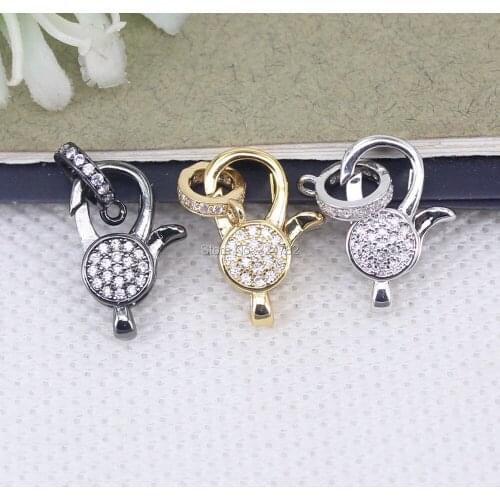 10pcs Small Size Metal Copper Cubic Zirconia Lobster Clasps Acessories,Micro Pave CZ Lobster Clasps For Making Jewelry Findings