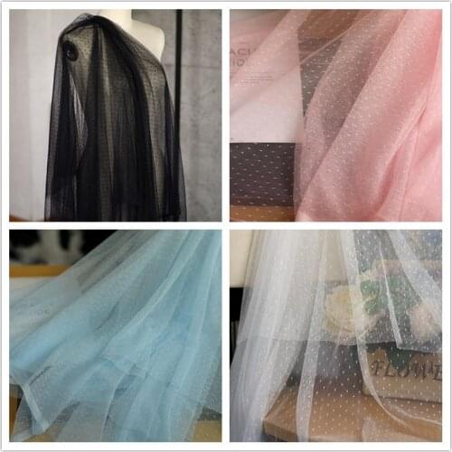100*135cm/piece Jaquard Polka Dot Mesh Lace Fabric For Girls' Tulle Dress Wedding Garment Sewing Decorative Black Net Fabric