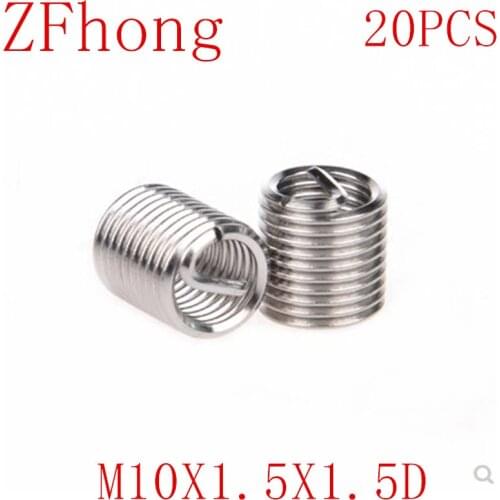 20pcs M10 M10*1.5D Screw wire Thread Insert Stainless Steel Coiled Wire Helical Screw Sleeve