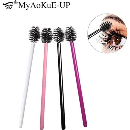 MyAoKuE-UP 200 pcs/pack Disposable Eyelash Brush Mascara Applicator Wand Eyelash Eyebrows Comb Brushes Makeup Brushes 4 Colors