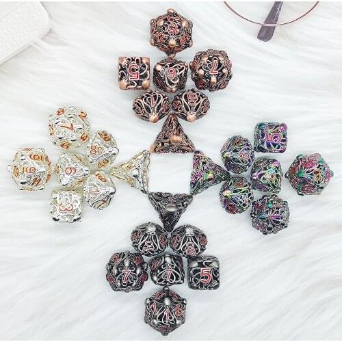 2021 new Metal hollowed-out dice, D20 polyhedron dice, DND Dice,RPG Dice set,D&D Cube dice