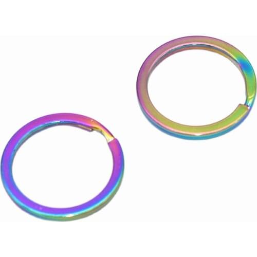 25mm Rainbow Stainless Steel Keychain ring Key Ring Split Ring Jewelry charm clasp Supplies metal key ring pendant Key Fob 20pcs