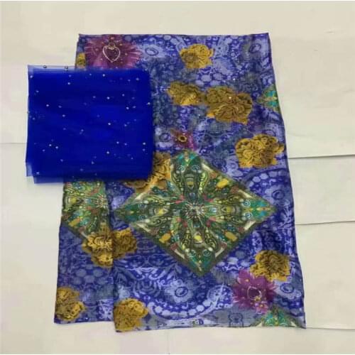 5+2 Yards/set Latest African soft silk fabric for garment neat embroidery on the material with swiss voile lace tissu! LXFN11192