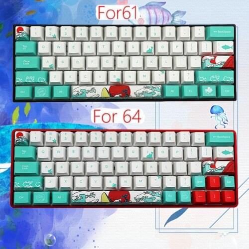 71-key Mechanical Keyboard Keycap PBT Sublimation OEM Highly Compatible with 61/64 Keyboard English Russian Korean Japanese