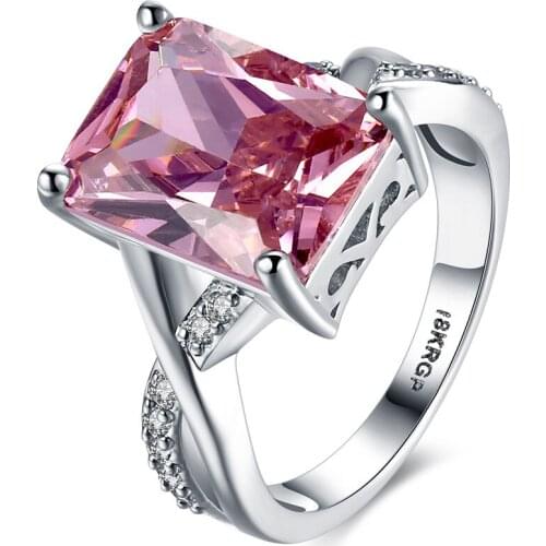 925 Sterling Silver Pink CZ Rings Womens Japanese and Korean Fashion Style Luxury Wedding Ring Engagement Party Gift Jewelry