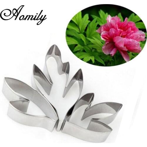 Aomily Fashion 3pcs/Set Cake Cutters Peony Leaf Fondant Cookies Chocolate Sugar Craft Decorating Mould Home Baking Tools